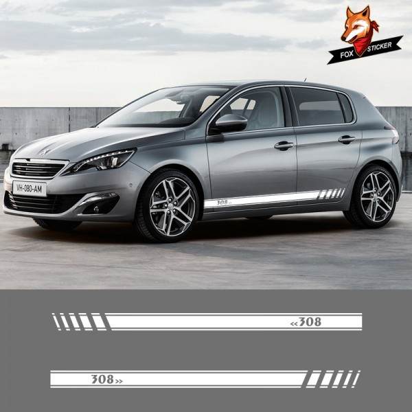 Car Vinyl Car Side Stripes Sticker Auto Door Decals Graphics Side Stripe Skirt Decal Sticker for Peugeot 308 Car StIcker
